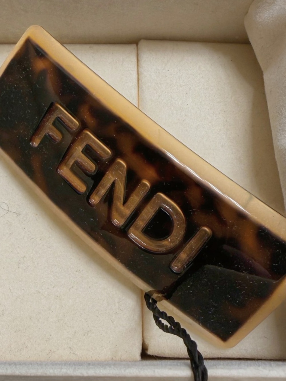 NWT - Fendi Tortoiseshell Logo Hair Barrette